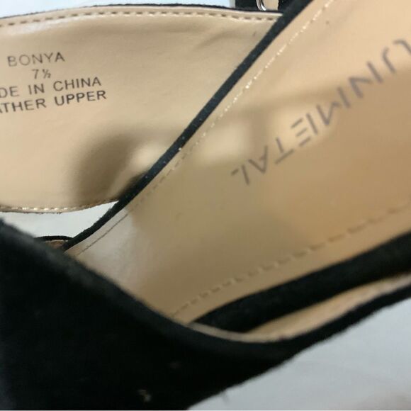 Gunmetal Slip On Flat Sandals Black Suede Bonya Bow Details Size 7.5 - Picture 6 of 7